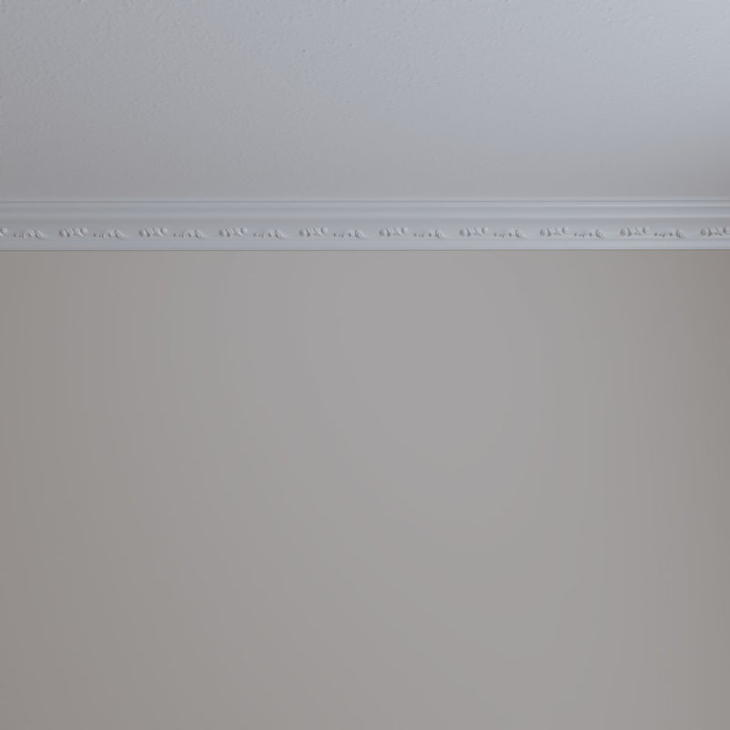 94.5" White Urethane Crown Moulding with Ornate Design