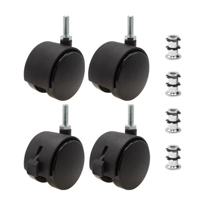 3/4in. Round Metal Double Star Caster Inserts 2 with Brakes 2 without Brakes
