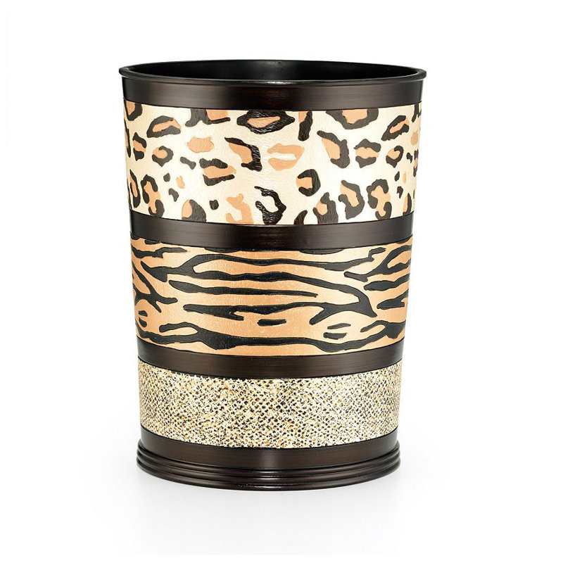 Animal Print Resin Open-Top Bathroom Waste Basket