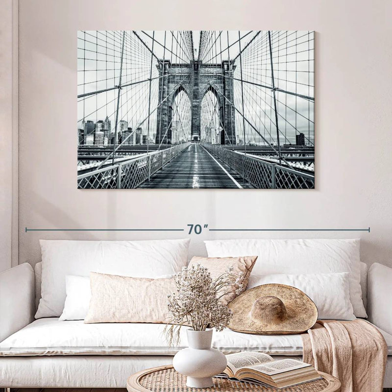 Pont de Brooklyn monochrome, H 32 po x l 48 po