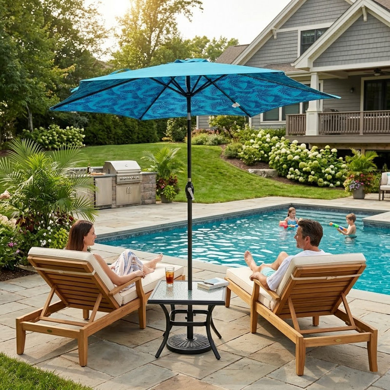 Parasol de patio avec auvent de glace, abri de jardin, de terrasse et de piscine, Bleu sarcelle / glace