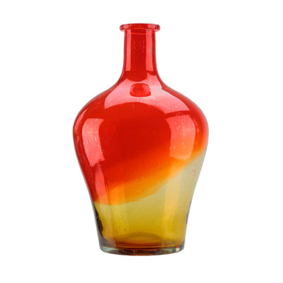 15.5" Ombre Hand Blown Bubble Glass Vase