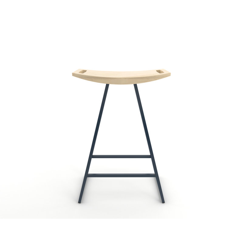 Robert Counter Stool with Metal Frame, Maple, Counter Stool (24" Seat Height), Navy