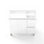 Armoire de meuble-lavabo 36 po, 2 portes à gros tiroirs à fermeture douce, conception de poignée, meuble-lavabo blanc, pieds en bois naturel, convient aux poignées de lavabo modernes, brillant, support solide, céramique