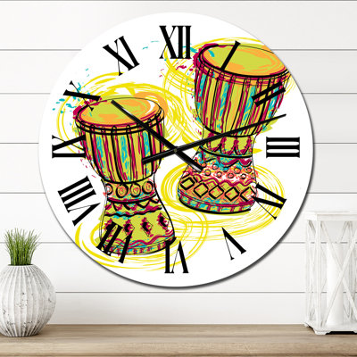 Traditional Tam Tam Drums I - Horloge murale Cabin & Lodge