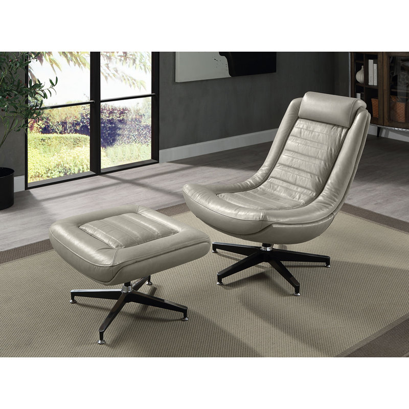 Fauteuil d'appoint pivotant avec repose-pieds Refugio