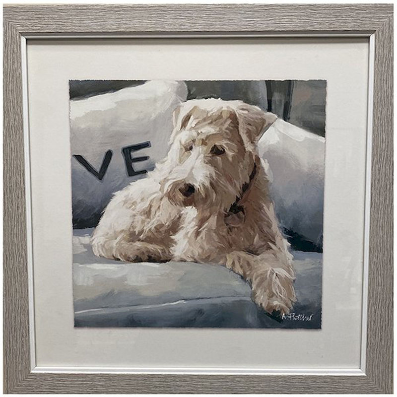 Tina le chien au repos, reproduction d'art encadrée