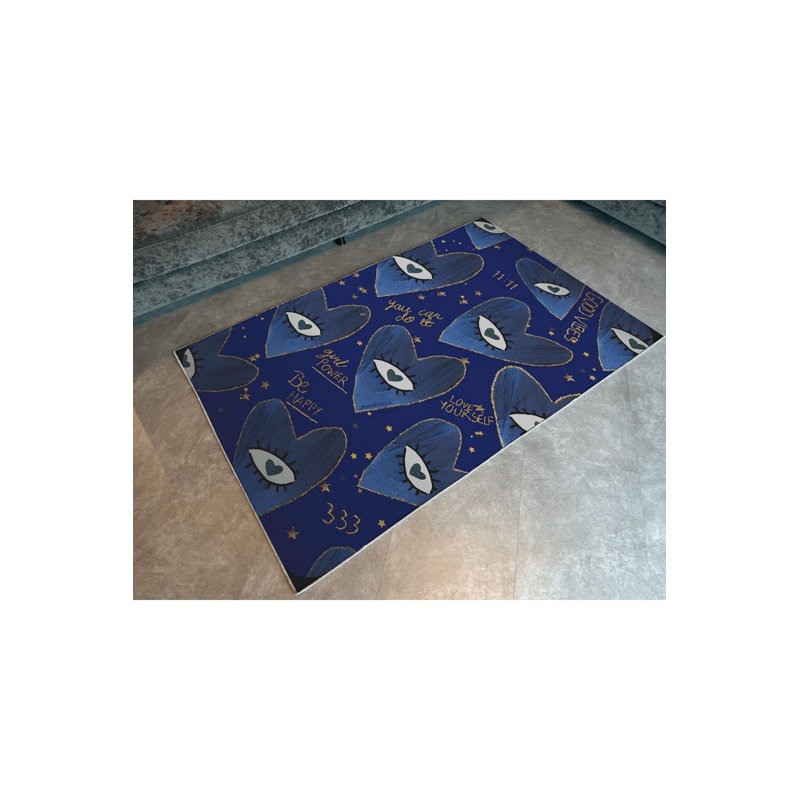 Tapis décoratif bleu marine, Sous-tapis rectangulaire de 3 pi 3 po x 4 pi 11 po