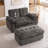 Double Recliner Sofa with USB Charging and Storage Ottoman-1065744520