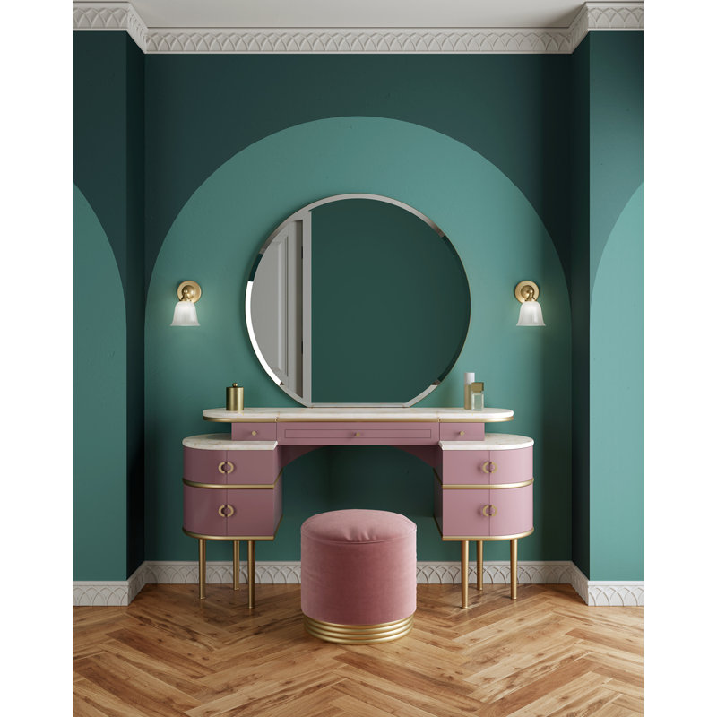 Zelda Vanity Set and Mirror, Intense Pink