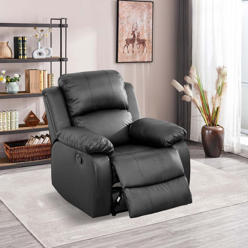 Fauteuil inclinable Dewaun, Similicuir noir