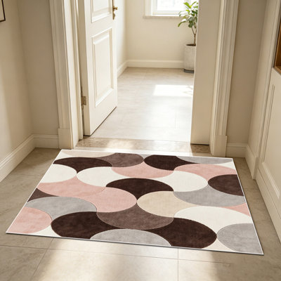 Tapis géométriques ovales à chevauchement doux 1pc pour le salon, doux et confortable, convient à toutes les saisons, facile à entretenir, tapis de sol intérieur lavable à la machine, sous la table de ferme convenant à la salle à manger, à la chambre à coucher, au bureau personnel, à la cuisine ...