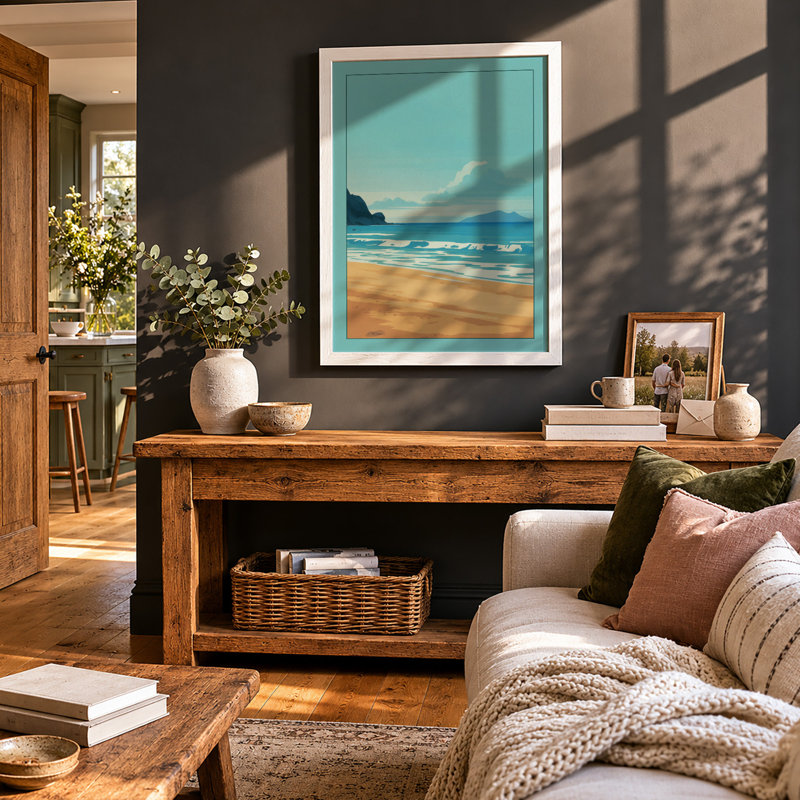 Horizon Coastal - Framed Print, A1 - 84.1 x 59.4 cm, White