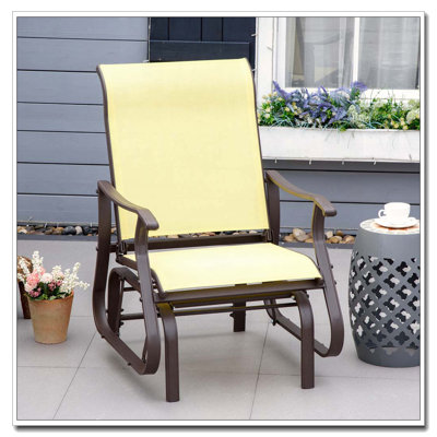 Outdoor Mesh Glider Rocking Chair with Steel Frame