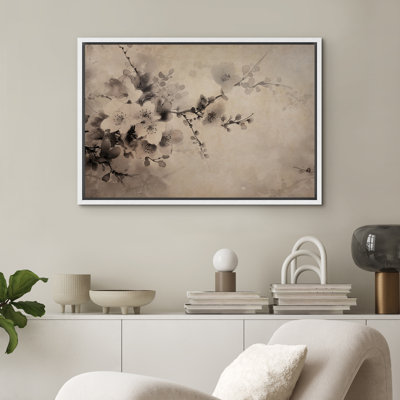 Fleurs grises sur une branche, illustrations florales sereines, campagne française, botanique