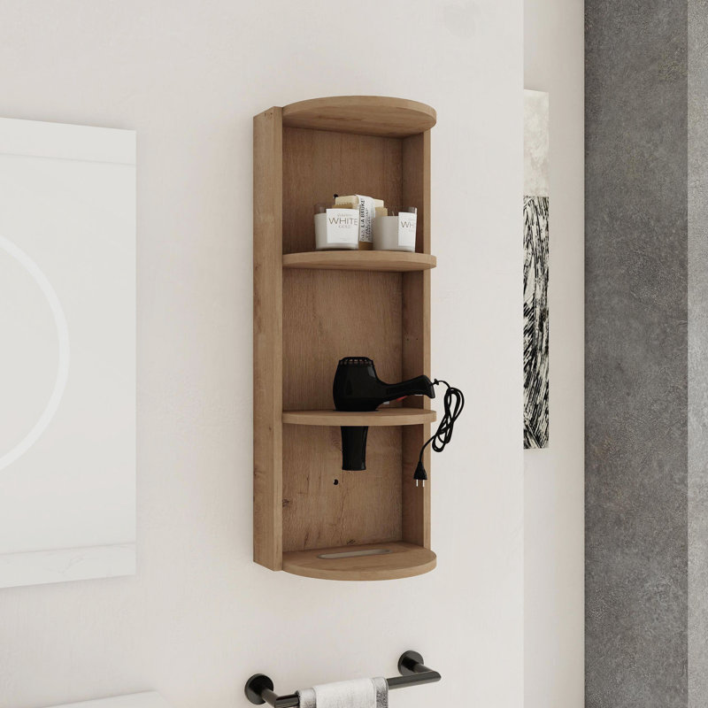 Support de rangement mural pour salle de bain peu encombrant au design polyvalent, Imitation chêne