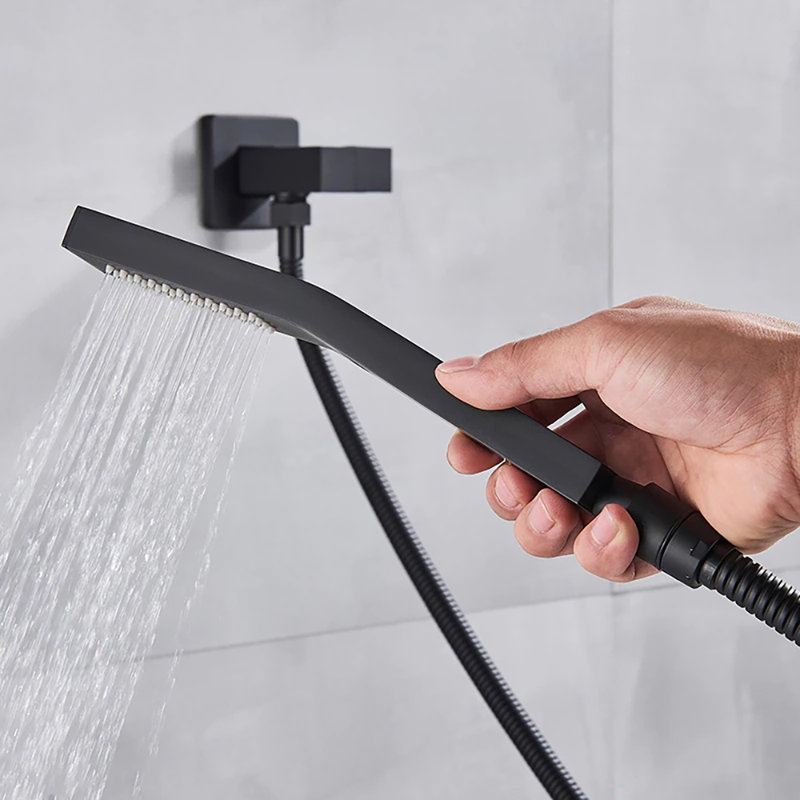 BathSelect Ivrea Matte Black 20 40 Ceiling Mount Shower Head with 2 Way Concealed Thermostatic Mixer Shower Set and Handheld Shower