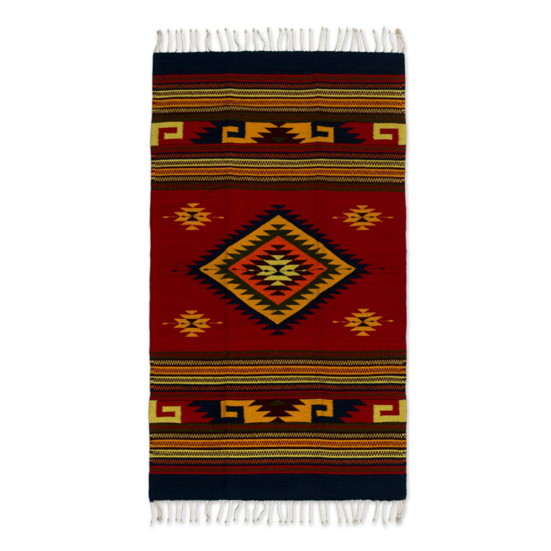 Tapis rouge tissé à la main Aggy