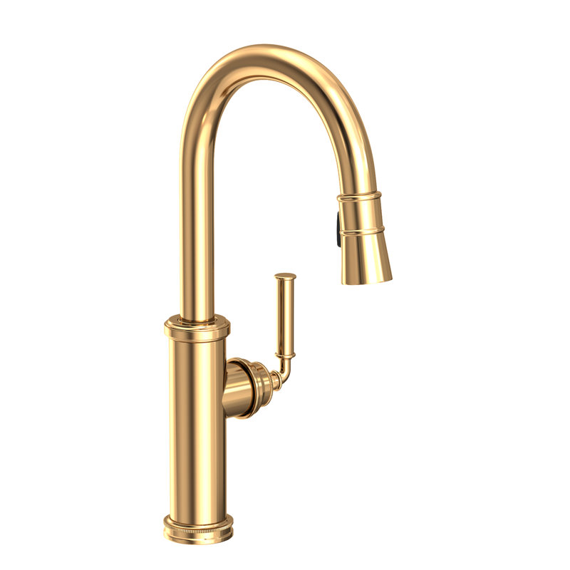 Taft Single Handle Pull Down Kitchen Faucet, Uncoated Polished Brass (Living, non-returnable)