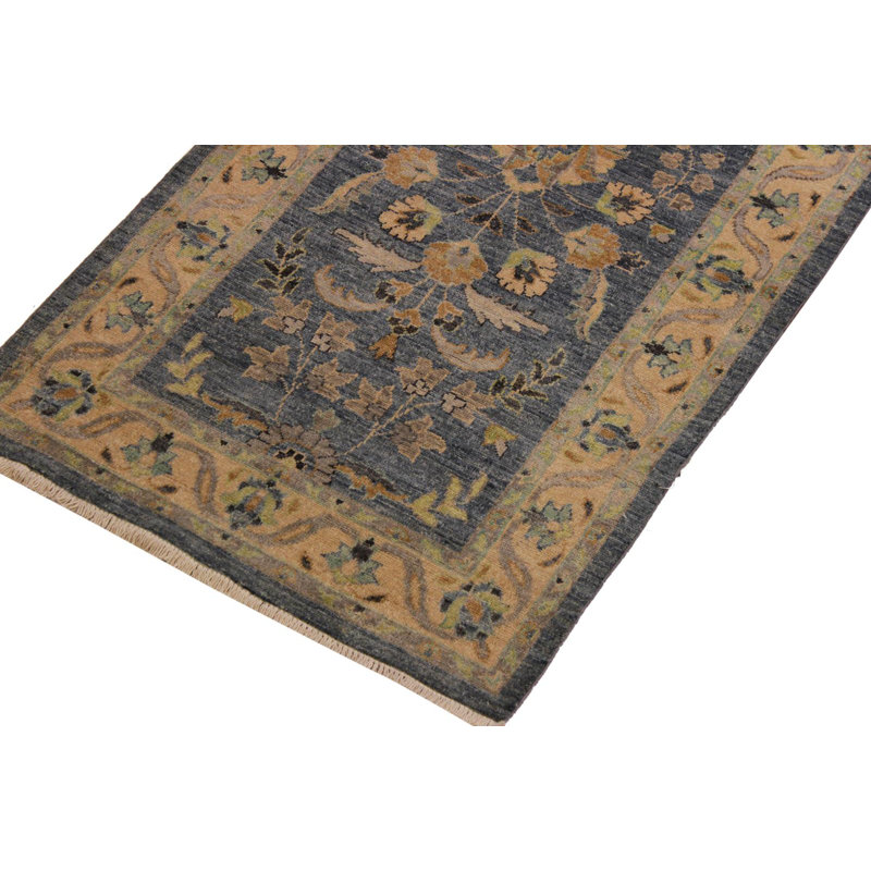 Tapis de couloir gris / beige en laine noué à la main 2 pi 10 po x 11 pi 10 po Grigori