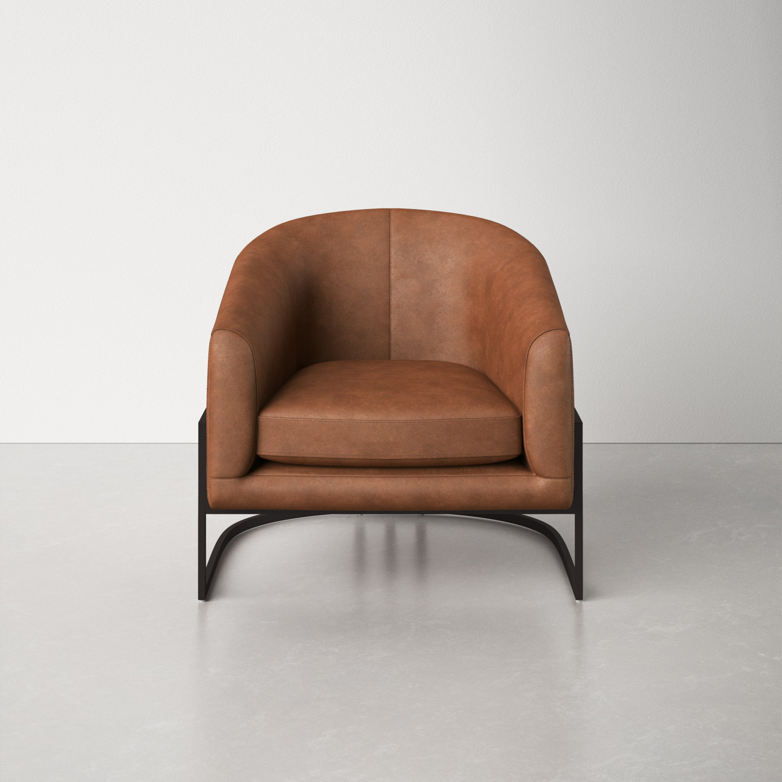 Salzburg Upholstered Barrel Chair, Chaps Sand Top Grain Leather