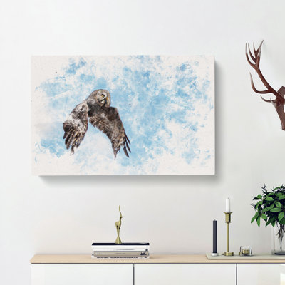 Flying Great Grey Owl - Wrapped Canvas