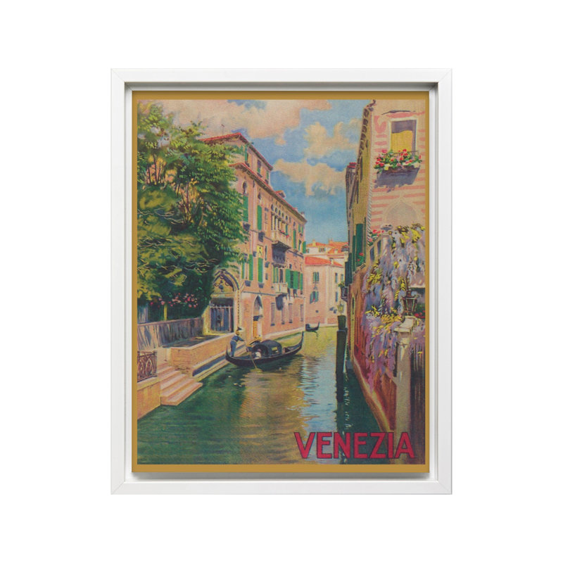 Canal de Venise No1, Canevas, Encadrement blanc, H 16 po x l 20 po