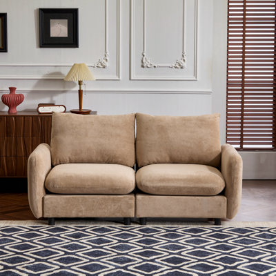 69 In. 2-Seats Modular Sectional Velvet Sofa Corner Chair Sofa Couch