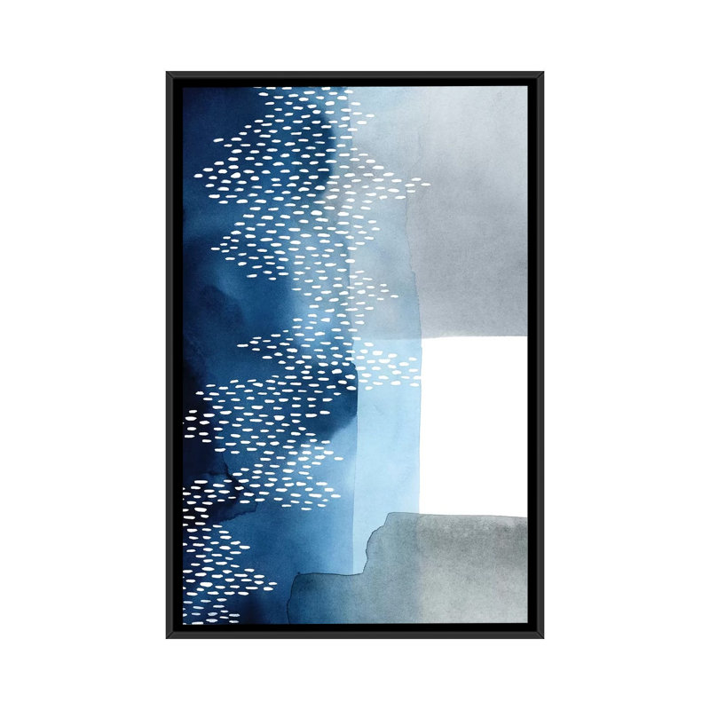 «Waterfall Abstract II», impression sur toile, H 26 po x l 18 po x P 1,5 po, Toile avec cadre noir, Pas de tapis