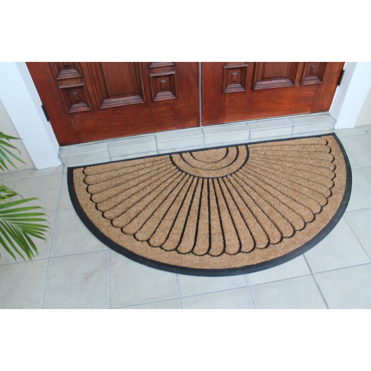 A1HC Welcome Mat Black/Beige 23 in. x 38 in. Rubber and Coir Heavy Duty,  Non-Slip Extra Large Double Door Mat