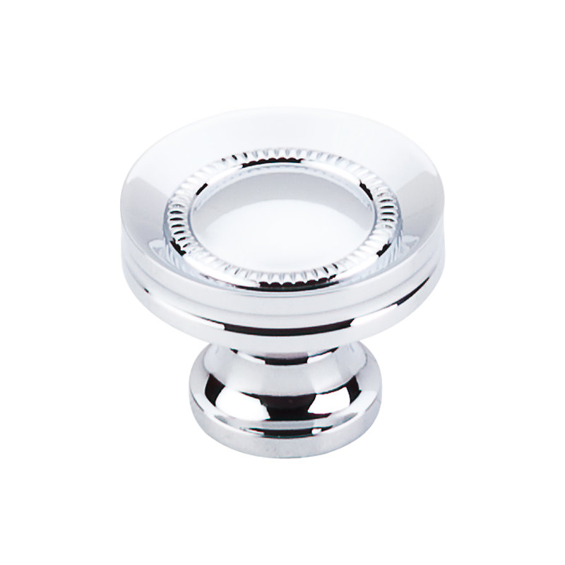 Button Faced 1 1/4" Diameter Round Knob, Polished Chrome