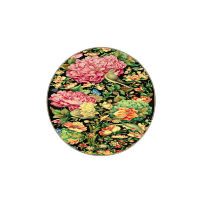 Tapis décoratif floral noir à motif floral traditionnel