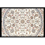Hand-Knotted High-Quality Yellow, Cream, and Blue Round Area Rug