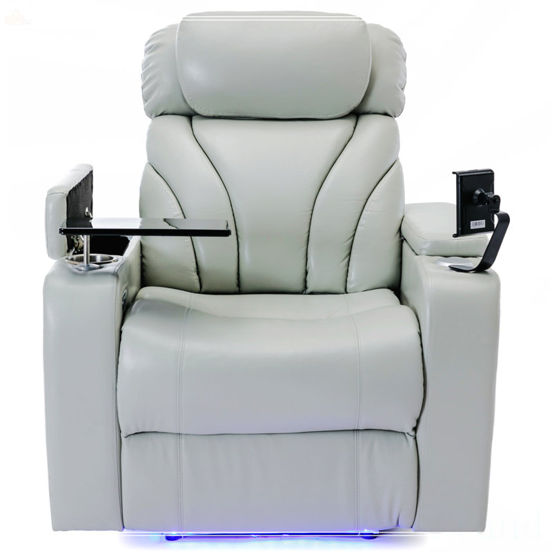 Fauteuil inclinable électrique Power Motion avec port de charge USB, Similicuir gris pâle