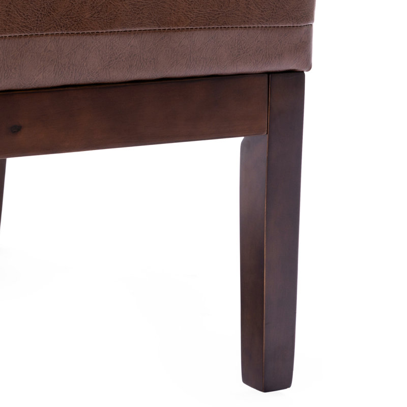 Chaise d'appoint chic avec revêtement en bois d'hévéa et structure en bois d'hévéa brun foncé moderne