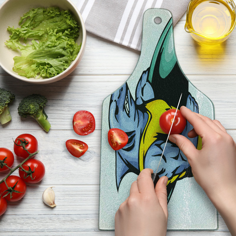 Planche à découper en verre trempé Ambesonne Shark
