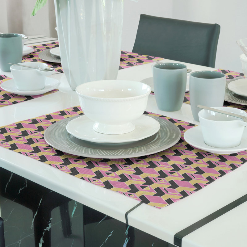 Napperon classique en coton 18 po Skyscraper, Rose/jaune, polyester