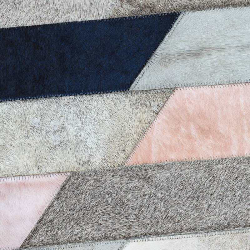 Astila Cowhide Geometric Area Rug, Rectangle 5'3" x 6'7"