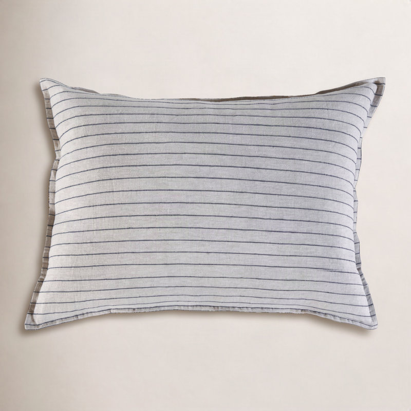 Blake Linen Shams, Standard, Flax/Midnight