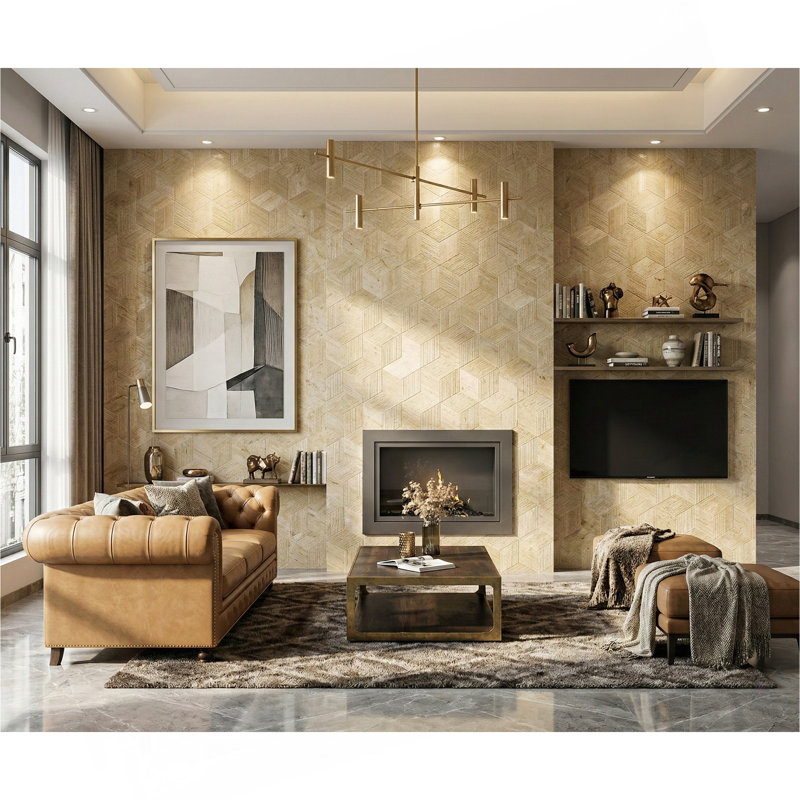 Carrelage en marbre naturel Hexagon Gold Beige FS pour mur