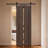18 series 34in.X84 in. 3/4 inch thickness 2-Panel Walnut Color Finished MDF Bi-fold door with Barn door hardware