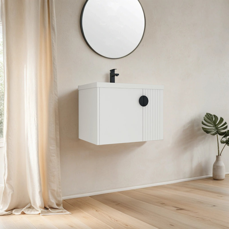 Meuble-lavabo simple 28 po avec comptoir en céramique 28 po, Blanc