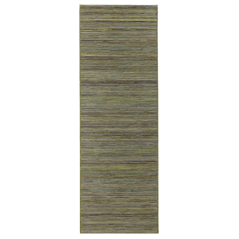Lotus Flatweave Green Rug, Runner 80 x 240cm