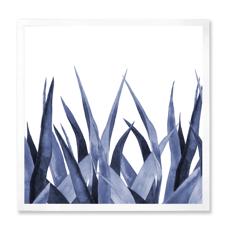 Agave Leaves - reproduction d'art sur toile, H 30 po x l 30 po x P 1 po, Cadre blanc