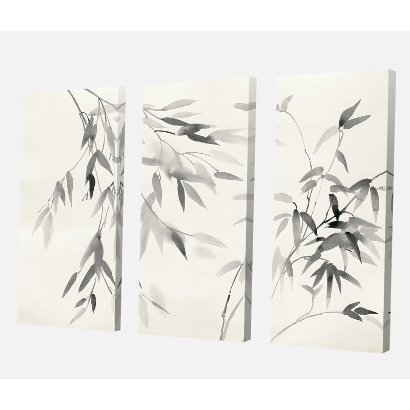 «Bamboo Leaves II», reproduction d'art sur toile tendue, H 28 po x l 36 po x P 1 po
