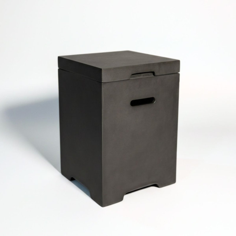 Table d'appoint extérieure avec couvercle pour réservoir de propane, en béton clair