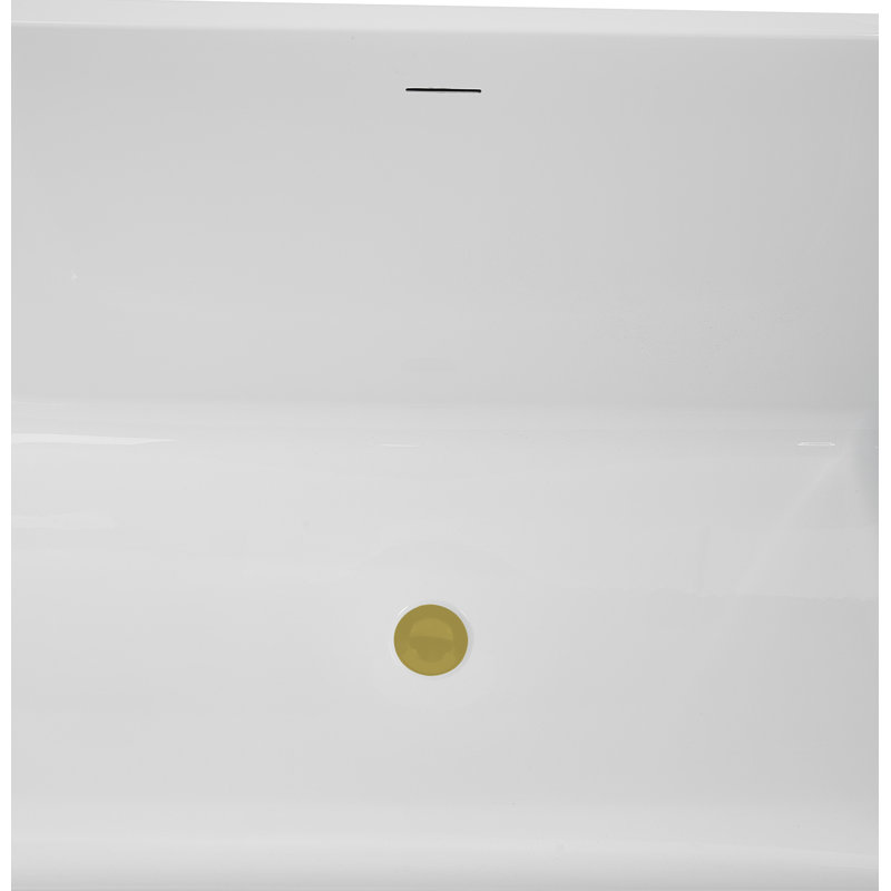 59" Streamline Soaking Freestanding Tub and Tray With Internal Drain, Brushed Gold