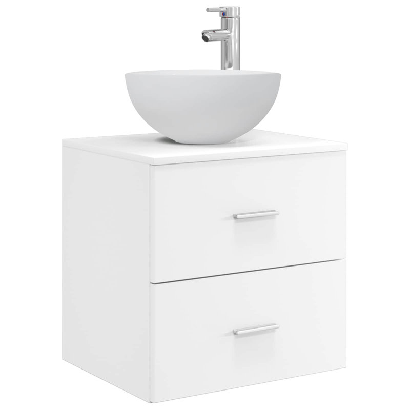 Single Bathroom Vanity with Ceramic Basin, White