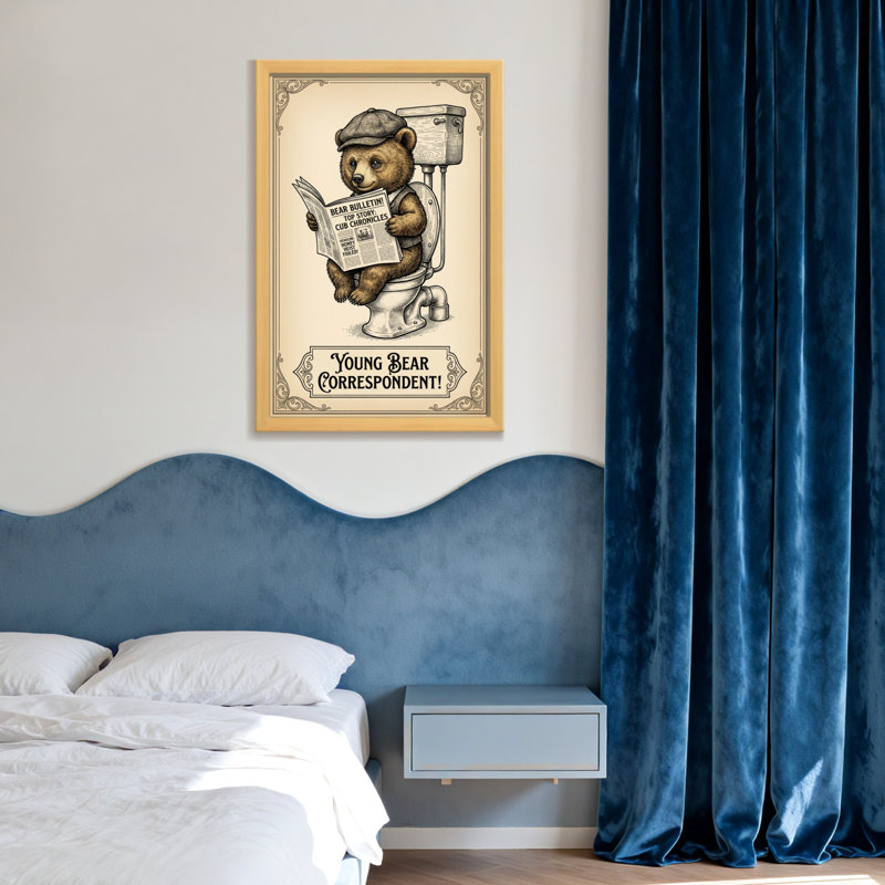 Bain et buanderie lisant un journal sur la toilette, Toile tendue, Ne s’applique pas, H 24 po x l 16 po
