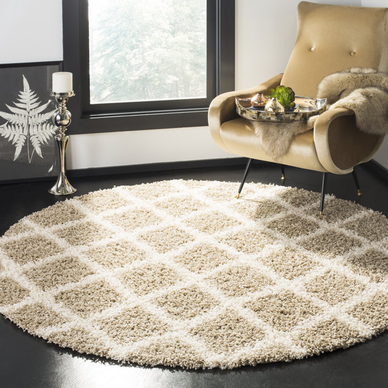 Skyleen Shag Performance Geometric Rug, Round 6'